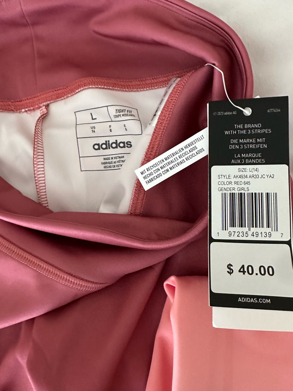 adidas Dusty Rose High-Waist girls Leggings - Picture 4 of 7